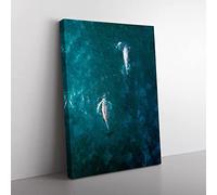 Dolphins Heading North Modern Canvas Wall Art Print Ready to Hang, Framed Picture for Living Room Bedroom Home Office Décor, 60x40 cm (24x16 Inch)