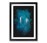 Dolphins Heading North Paint Splash Framed Print | A2 Black Framed Wall Art | Ready to Hang | Modern Animal Picture | Living Room Bedroom Lounge Office
