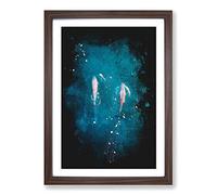 Dolphins Heading North Paint Splash Framed Print | A2 Walnut Framed Wall Art | Ready to Hang | Modern Animal Picture | Living Room Bedroom Lounge Office
