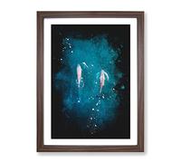 Dolphins Heading North Paint Splash Modern Framed Print | A2 Walnut Framed Wall Art | Ready to Hang | Modern Animal Picture | Living Room Bedroom Lounge Office