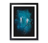 Dolphins Heading North Paint Splash Modern Framed Print | A3 Black Framed Wall Art | Ready to Hang | Modern Animal Picture | Living Room Bedroom Lounge Office