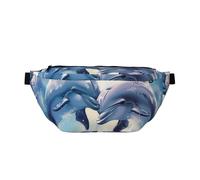 Dolphins in Love 1 Printed Fanny Pack Waist Bag for Men Women, Adjustable Bumbags Hip Bum Bag Travel Crossbody Bags Sports Running Hiking Belt Bag