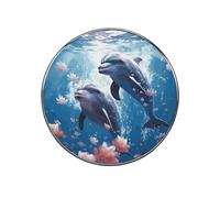 Dolphins in Love Fridge Magnet Sticker, Round Magnets for Kitchen, Alloy Refrigerator Magnetic Freezer Decor Accessories, Home, Cabinet, and Photos, DIY, Art Projects