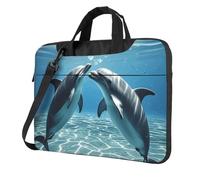 Dolphins in Love Laptop Bag 13-15.6Inch, 360° Protective Laptop Sleeve Case Shockproof Messenger Shoulder Bag Waterproof Computer Case Carrying Cover Briefcases for Men Women