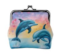 Dolphins In Love Lightweight Wallet Minimalist Wallet For Daily Commute And Travel Adventures, Black, One Size, Art Deco