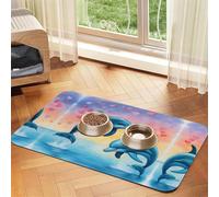 Dolphins in Love Print Cat Food Mat Pet Feeding Mat for Floor Pet Supplies Dog Water Bowl Mat Dog Essentials