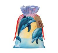 Dolphins In Love Print Drawstring Gift Pouches,For Holiday,New Year,Travel Supplies