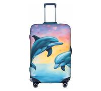 Dolphins in Love Print Elastic Luggage Suitcase Covers Adult Luggage Protector Travel Suitcase Protective Cover