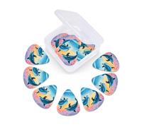 Dolphins in Love print Guitar Picks 12 Pack, Mixed (0.46-0.96mm) with Storage Case for Guitar,ukulele