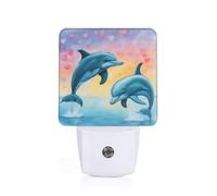 Dolphins in Love Print Night Light Bedroom Bathroom Hallway for Adults Elderly Illumination Home Decor Gift