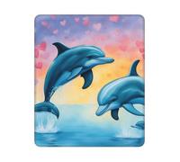 Dolphins In Love Print Rectangle Mouse Pad, Non-Slip Rubber Base Mouse Pad, 12 X 10 In