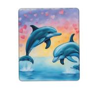 Dolphins in Love Print Small Desk Pad,Rubber Base with Precision Stitched Edges,Perfect for Office,Gaming