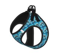 Dolphins in Love Print Step in Dog Harness and Leash Set,Adjustable Reflective Harness for Small Dogs Cats
