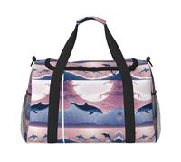 Dolphins in Love Print Weekender Bag,Gym Bag with,Carry On Luggage Overnight Weekend Bag, Holdall Handbag & Shoulder Bag for Travel Fitness