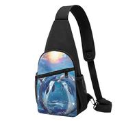 Dolphins in Love Printed Chest Bag Sling Bag for Men Women, Outdoor Crossbody Fanny Packs Hiking Chest Packs Sport Daypacks