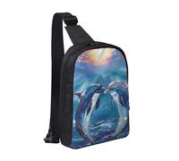 Dolphins in Love Printed Chest Bag Sling Bag for Men Women, Waterproof Crossbody Backpack Men Bag for Runner Workout Hiking Cycling Travel