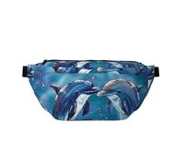 Dolphins in Love Printed Fanny Pack Waist Bag for Men Women, Adjustable Bumbags Hip Bum Bag Travel Crossbody Bags Sports Running Hiking Belt Bag