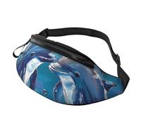 Dolphins in Love Printed Waist Bag with Headphone Jack, Personalized Bumbags Fanny Packs Unisex Running Hiking Crossbody Bags for Men Women