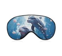 Dolphins in Love Sleep Mask Light Block-Out Eye Mask for Side Sleeper Pressure-Free Soft Night Blindfold with Adjustable Strap Breathable Sleep Eye Cover for Travel