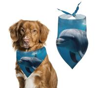 Dolphins in The Dog Bandana Triangle Dog Scarf Washable Polyester Dog Bibs Cute Pet Bandana for Medium Large Dogs Puppy and Cats