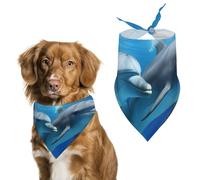Dolphins in The Dog Bandana Triangle Dog Scarf Washable Polyester Dog Bibs Cute Pet Bandana for Medium Large Dogs Puppy and Cats