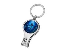 Dolphins in The Ocean Nail Clippers Sharp Sturdy Fingernail Cutters with Bottle Opener Keychain