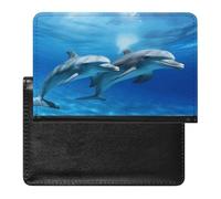 Dolphins in The Ocean Passport Holder Vaccine Card Holder Travel Document Organizer Credit Card Organizer for Women/Men