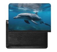 Dolphins in The Ocean1 Passport Holder Vaccine Card Holder Waterproof Passport Wallet Travel Document Organizer for Airport Essentials