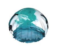 Dolphins in the sea 1 print Shower Cap for Women Double Layer Elastic Bath Cap for Home Spa Hotel and Hair Salon
