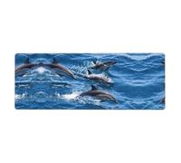 Dolphins in the sea Desk Protector Mat, Extra Large and Durable Desk Pad with Non-Slip Backing for Home Office Use