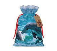 Dolphins in the sea Gift Bag with Handles and tag, Perfect for Christmas, Birthday, Wedding or Daily Gift - (M)