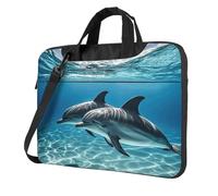 Dolphins in The Sea Laptop Bag 13-15.6Inch, 360° Protective Laptop Sleeve Case Shockproof Messenger Shoulder Bag Waterproof Computer Case Carrying Cover Briefcases for Men Women