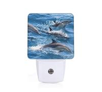 Dolphins in The Sea Led Night Lights Plug Into Wall Dusk to Dawn Sensor Nightlights for Room Decor Smart Home