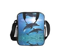 Dolphins In The Sea Print Clear Pvc Waterproof Tote Transparent See Through Lunch Handbag,Travel Toiletry Bag,Women Men Work Shopping