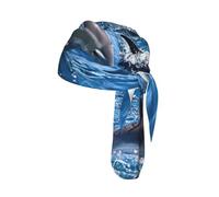 Dolphins in the sea Print Cycling Headwrap Under Helmet Skull Cap Sweat Wicking Quick Dry for Patriotic Event Gift
