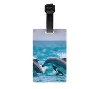 Dolphins in the sea Print Luggage Tags Suitcases Waterproof Labels Set for Daily Use Cruise Ships Air Travel