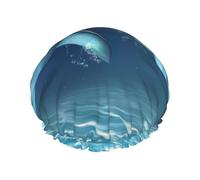 Dolphins In The Sea Print Shower Essentials Bonnet For Women, Large Washable Elastic Band Bath Hair Wrap Shower Cap