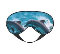 Dolphins in The sea Print Silk Like Sleep Eye Mask Comfortable Blindfold Adjustable Soft Eye mask for Sleep