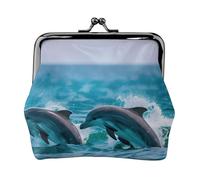 Dolphins in the sea print Small Pouch Kiss Lock Coin Purse for Women Coin Change Purse, Credit Card Wallet
