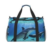 Dolphins in The Sea Print Weekender Bag,Gym Bag with,Carry On Luggage Overnight Weekend Bag