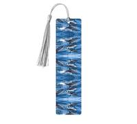 Dolphins in The Sea Print Wooden Bookmark Bookmarks with Tassels Book Marks for Reading Hardcover Books Notebooks