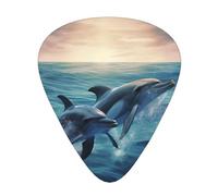 Dolphins in the sea Printed Guitar Picks 12-Piece Set - Comfortable, Versatile Plectrum for All Guitar Styles & Players