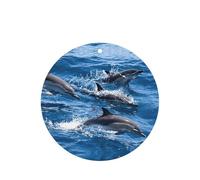 Dolphins In The Sea Printing 10 Pcs Car Air Freshener Fragrant Sheets,Car Hanging Accessories With Strings For Decor