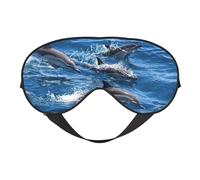 Dolphins in The Sea Printing Double Side Soft Eye Mask Reversible Design, Adjustable for Snug Fit, Blocks Light Eye Mask