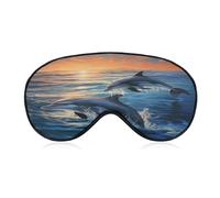 Dolphins in The Sea1 Sleep Mask,Adjustable Strap Sleeping Mask, Complete Light Blocking Sleep Shade Cover,Soft Breathable Comfortable Blindfold for Women and Men