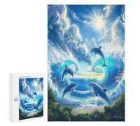 Dolphins Joyfully Leaping 1000 Piece Jigsaw Puzzles Adults KidsJigsaws After-School Activity Kids Stress Buster Adults Whimsical Gift Home Decor 1000 PCS