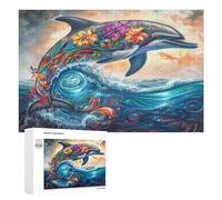 Dolphins Joyfully Leaping 1000 Piece Jigsaw Puzzles Adults KidsJigsaws Morning Leisure Activity Vibrant Brainteaser Perfect Holiday Present Home Decor 1000 PCS