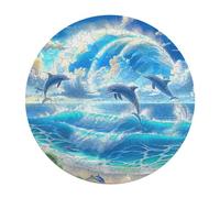 Dolphins Joyfully Leaping 120 Piece Circular Jigsaw Puzzle Animal Shape Durable Large Format Puzzle Stress Relief Home Decor Educational AgesChallenging 120 PCS