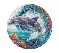Dolphins Joyfully Leaping 120 Piece Circular Jigsaw Puzzle Animal Shape Pieces Challenging Brainteaser for Adults Premium Home Decor Gift 120 PCS