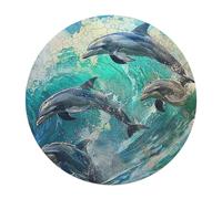 Dolphins Joyfully Leaping 120 Piece Round Jigsaw Puzzle Animal Shape Premium Large Format Puzzle Stress Relief Relaxing Activity for Families Home Wall Art 120 PCS